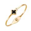 Pulseira Yunyao de Ouro Rosa 18K Que Não Desbota com Concha de Trevo de Quatro Folhas para Mulheres, Pulseira Simples e Estilosa de Aço Titânio, Acessório Clássico