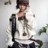 Bolso Pequeño con Estampado de Leopardo Marrón Retro Cadena para Cuello de Mujer Atmósfera Otoño e Invierno Cadena Larga para Suéter Monedero para Auriculares Accesorios Colgantes