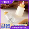 Botellas cuentagotas cilíndricas de vidrio nuevas hechas a medida con tapa de bambú y madera, 30 ml, de fondo grueso, para sueros con tono de piel y aceites esenciales para el cuidado del cabello
