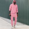 Conjunto de Moletom com Capuz Tamanho Europeu 2025 Esportivo Casual Europeu e Americano Cor Sólida Duas Peças Solto Agasalho para Homem