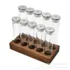 Base de Madera Transparente Estante de Almacenamiento para Tubos de Ensayo 10 Agujeros Exhibidor de Botellas Selladas para Especias y Té de Flores Utensilios de Café