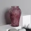 Vaso de Vidro Esculpido Vintage Chinês de Luxo Leve Vidro Transparente Colorido Flores Hidropônicas Sala de Estar Mesa de Jantar Decoração de Arranjo de Flores