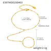 Rueda de la fortuna nueva cadena de dedos de cuentas pequeñas simples anillo cadena de acero inoxidable chapado en oro para mujer joyería de moda personalizada venta al por mayor