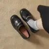Zapatos tipo mocasín con plataforma de 7 cm para mujer, Nuevos zapatos de primavera slip-on con tacón grueso, Zapatos de cuero versátiles estilo británico metálico