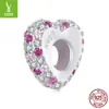 Nova Pulseira de Posicionamento de Silicone Coração Cheio de Diamantes com Contas e Coração Doce Feminino S925 Contas de Prata Esterlina de Yinziyun