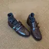 Sapatos de Couro Estilo Britânico com Velcro Retrô Femininos 2026 Novos Sapatos de Salto Bloco Sapatos de Salto Médio Estilo College Loafers para o Trabalho