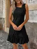 Vestido Feminino Elegante de Verão Sem Mangas Transfronteiriço Nova Moda 2026 Europeu e Americano Cor Sólida Tamanho Plus