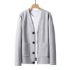 2233 gofre Primavera y Otoño nueva marca de moda cárdigan de punto de un solo botón suéter para hombre top de primavera chaqueta gofre