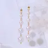 Brincos Longos de Pérola Estilo Exquisito Feminino, Brincos de Nicho, Brincos Simples e Versáteis, Brincos de Luxo Leve e de Alta Qualidade