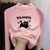 Camada Base Grossa para Meninas Outono e Inverno Térmica Dupla Face Meia-Gola Alta Manga Longa para Crianças Maiores, Top Interno Quente Tendência