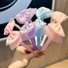 Tiara de Cabelo Infantil Princesa Dupla Camada Xadrez Laço Headband Novo Estilo Fofo Antiderrapante Presilha para Cabelo para Meninas