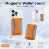 Suporte de Cartão Magnético para Celular MagSafe para Apple e Android, Porta-Cartão de Identidade em Couro PU, Grande Capacidade, Montagem Magnética