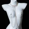Cadena de Pecho con Borla de Perlas y Diamantes Completos de Personalidad Exagerada Estilo Europeo y Americano para Mujeres Cadena Corporal Sexy para Fiesta en Discoteca Accesorio de Bikini