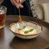 Serie Kraft Amarilla Cerámica Estilo Japonés Tazones y Platos para Comedor para Uso en Casa, Tazones para Fideos, Platos, Vajilla Esmaltada en Horno para Exportación Transfronteriza