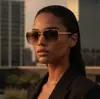 Gafas de Sol Metálicas con Doble Puente de Estilo Europeo y Americano Transfronterizas, Elegantes y Modernas Gafas Unisex con Protección UV