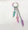 Pendientes de Aro con Cadena de Plumas de Venta Caliente de Comercio Exterior Transfronterizo Europeo y Americano Pendientes para Hombre Pendientes de Plumas