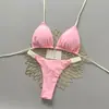 2026 Novo Biquíni Duas Peças Color Block Sexy Liso Estilo Europeu e Americano Venda por Atacado Estilo Férias na Praia para Mulheres