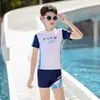 Traje de Baño Infantil Niños Dos Piezas Niños Medianos y Grandes 2026 Nuevo Estilo Ropa Profesional para Entrenamiento de Natación Traje de Baño y Pantalones de Verano Venta al por Mayor