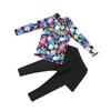 Maiô Infantil de Manga Longa Menina Estilo Saia Dividida Roupa Longa Calça Maiô Infantil para Crianças Maiores Maiô com Proteção Solar para Bebê