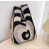 Bolsa Tote Pequena da Moda, Bolsa Balde Tricotada para Mulheres, Adequada para o Trabalho, Bolsa de Mão Pequena, Bolsa de Pulso com Cores Contrastantes