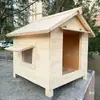 Caseta para Perros de Exterior, Impermeable, Anticorrosión y a Prueba de Viento, Casa para Perros de Madera Maciza, Casa para Mascotas de Interior y Exterior, Jaula de Madera, Cálida para Gatos, Antihielo