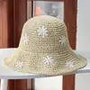 Sombrero de Paja para Viajes de Verano y Vacaciones, Sombrero de Paja Plegable Transpirable de Pescador, Sombrero de Sol de Ala Ancha para Protección Solar para Mujeres