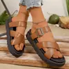 2025 Sandalias de Plataforma Gruesa de Verano Europeas y Americanas para Mujer Moda Banda Única Hebilla Plataforma de Playa Sandalias Transfronterizas para Mujer