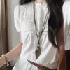 Collar Largo de Madera Estilo Chino Retro para Mujer, Cadena para Suéter de Cuello Halter Estilo Étnico de Nicho, Accesorios Versátiles de Estilo Nacional para el Día a Día