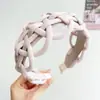 Diadema Trenzada Ancha Estilo Coreano, Diadema Súper Ancha, Diadema de Corona Alta, Pinza para el Cabello para Lavarse la Cara, Diadema Color Café con Leche para Mujer