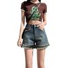 Shorts de Mezclilla Negros Estilo Hong Kong para Mujer, Pantalones Cortos Ajustados de Verano de Cintura Alta Adelgazantes, Pantalones Ajustados Sexy Ultra Cortos, Pantalones Estilo Ins