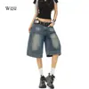 Shorts de Mezclilla Rectos Estilo Retro Americano para Mujer, Novedad Verano 2025 de Cintura Baja Sueltos de Pierna Ancha para Petite de Longitud Media