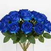 Rosas Simuladas de Veludo para Decorações de Casamento, Flores Artificiais para Arranjos de Casamento com Rosas Transfronteiriços, Flores Artificiais para o Dia dos Namorados Atacado