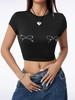 Camiseta feminina de manga curta com laço transfronteiriço europeu e americano Hot Diamond, nova camiseta de verão 2024, slim fit, curta, Spice Girl, top