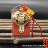 Bendición de Mazu con Lámina Dorada Protección de Mazu Virgen Celestial Ruyi Candado Dorado Bolsa con Candado Grande Amuleto de Paz Bolsita Colgante