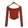 FS411-24 nueva primavera temprana estilo europeo y americano estilo blogger INS hombros descubiertos cómodo manga larga top básico camiseta
