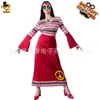 Vestido Longo Cosplay Hippie Estampado para Adultos Festa de Carnaval Fantasia Menina Grande Fantasia Hippie