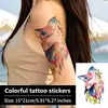Adesivos de tatuagem de raposa coloridos estilo chinês com motivos de pedras preciosas de fantasia e moedas, tatuagem temporária à prova d'água para braço e coxa