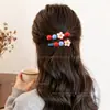 Presilha de Cabelo Bico de Pato com Contas de Flor, Grampo de Cabelo Sem Costura para Mulheres, Presilha Lateral para Franja da Testa, Acessório de Cabelo Infantil, Grampo de Cabelo