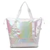 Bolsa de gimnasio con una superficie brillante, colorida y resistente al agua, adecuada para deportes al aire libre y yoga, bolsa de gran capacidad para viajes cortos y viajes de negocios