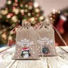 Bolsa de lino navideña, traje, paquete de regalo de dulces navideños, bolsillo con cordón, bolsa de tela pequeña