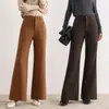 Elegantes pantalones de pierna ancha acampanados de cintura alta para mujer, nuevo estilo de otoño, adelgazantes, versátiles, pantalones casuales de campana fluidos