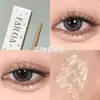 FAICCIA Pluma de Gusano de Seda Perlado para Mujer Iluminador Natural Sentido de Madre Rosa Cristalino Brillante Cristalino Pluma Pegamento para Delineador