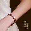 Pulsera de Hilo con Perlas de Granate y Cuentas Apilables de Doble Capa para Mujer Vintage de Alta Gama Ligera de Lujo Exquisita Cadena de Mano Joyería de Mano con Temperamento