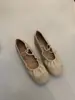 Zapatos Retro Mary Jane Primavera 2025 Estilo Mori Girl Personalidad Artística Plisados Bloque de Color Punta Redonda Planos Bajos Zapatos de Ballet