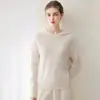 100% cachemir usando hilo Consinee, nueva sudadera con capucha de punto suelta para mujer de otoño e invierno, suéter de punto como capa base