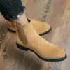 Botines Chelsea transfronterizos de talla grande para hombre, zapatos de cuero de caña alta con punta estilo británico para otoño/invierno, botines Martin casuales de moda sin cordones