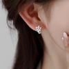 Arete de aro con oreja de gatito lindo incrustado de diamantes, estilo chino, tesoro de la suerte, moneda de cobre rica, arete de moneda hueca, aretes de gato