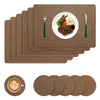 Jogo Americano Estilo Nórdico Padrão Couro PVC Couro Sintético Jogo Americano Estilo Ocidental Isolante Térmico Impermeável à Prova de Óleo Tapete Quadrado para Prato Tapete Espesso para Mesa