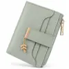Bolsa corta para mujer con colgante de hoja al por mayor y tarjetero combinado, billetera de cuero PU tipo aceite para estudiante, monedero pequeño de moda