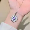 Corrente de Caixa S999 Prata Esterlina Amethyst Natural Diamante Brilhante Céu Estrelado Bússola Colar Elegante Temperamento Corrente de Clavícula Misteriosa